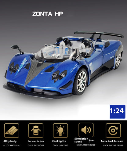 Simulated Super Sports 1:24 Car Zonda Alloy Car Model, Sound and Light Ornaments, Car Collection Toy Gift