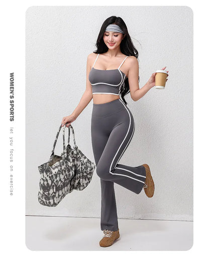 Women's plus Size Fitness Flare Yoga Pants Four-Way Stretch Breathable Full Length Elastic Waist Hip Lifting Yoga Trousers