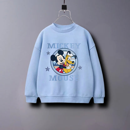 Solid Color Fashion Children Mickey Mouse Sweatshirt Autumn Clothes Popular Simple Kids Long Sleeve Tops Crewneck Hoodie 6m-7y