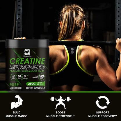 Beworths Creatine Monohydrate Powder 5000Mg for Pre Workout Muscle Building Cellular Energy Brain Immune Health for Gym