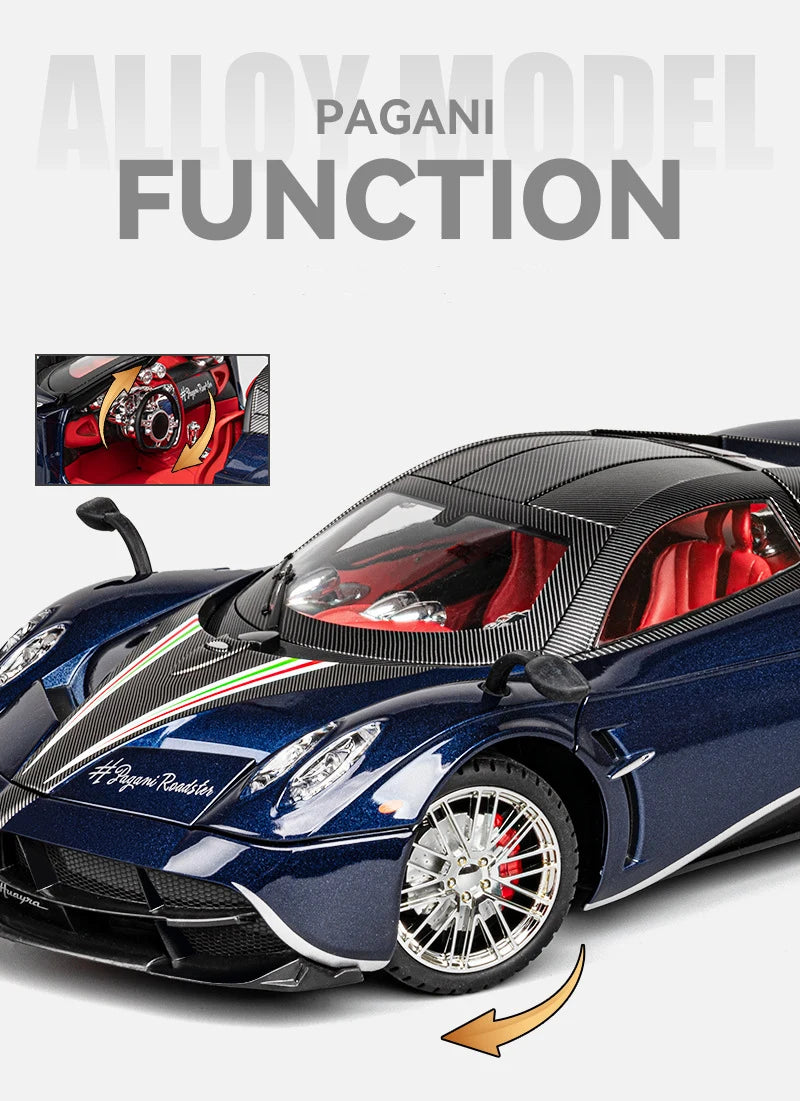 Pagani Huayra Dinastia 1:18 Alloy Racing Car Model Diecasts Metal Sports Car Vehicles Model Simulation Sound Light Kids Toy Gift