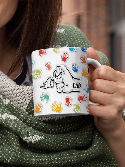 Personalized Dad Mug for Father's Day Custom Name Coffee Cup with 3D Text Effect Custom Name Coffee Cup Gift for Daddy Grandpa