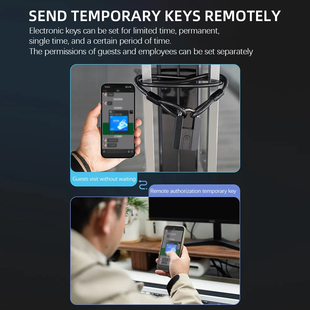 Fingerprint Lock with Key Backup USB Rechargeable Key BT TTLock APP Fingerprint Unlock Keyless Waterproof Fingerprint Padlock