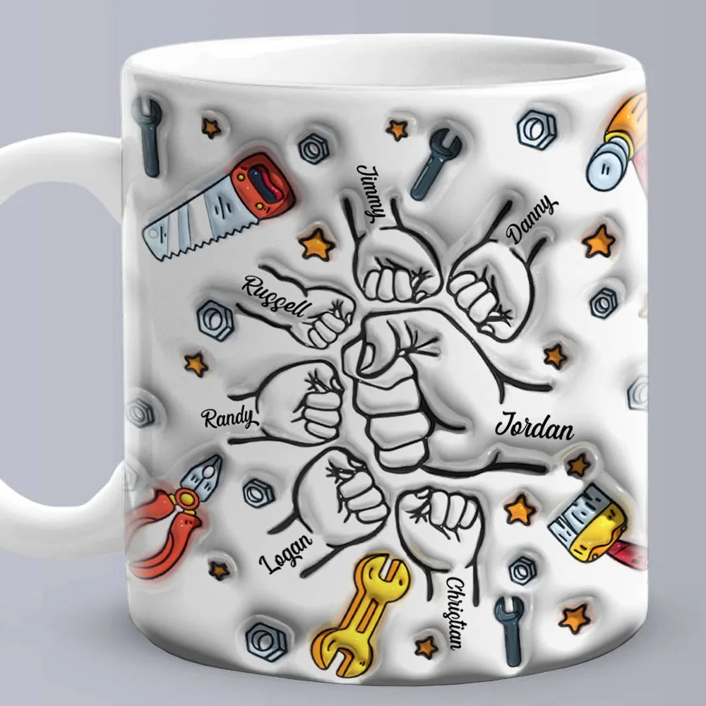 Personalized Dad Mug for Father's Day Custom Name Coffee Cup with 3D Text Effect Custom Name Coffee Cup Gift for Daddy Grandpa