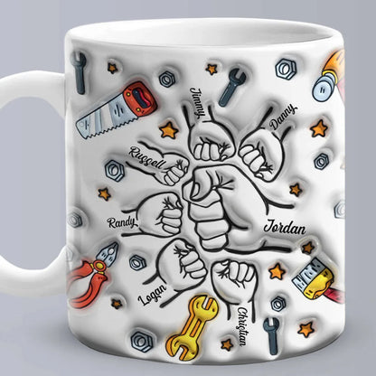 Personalized Dad Mug for Father's Day Custom Name Coffee Cup with 3D Text Effect Custom Name Coffee Cup Gift for Daddy Grandpa
