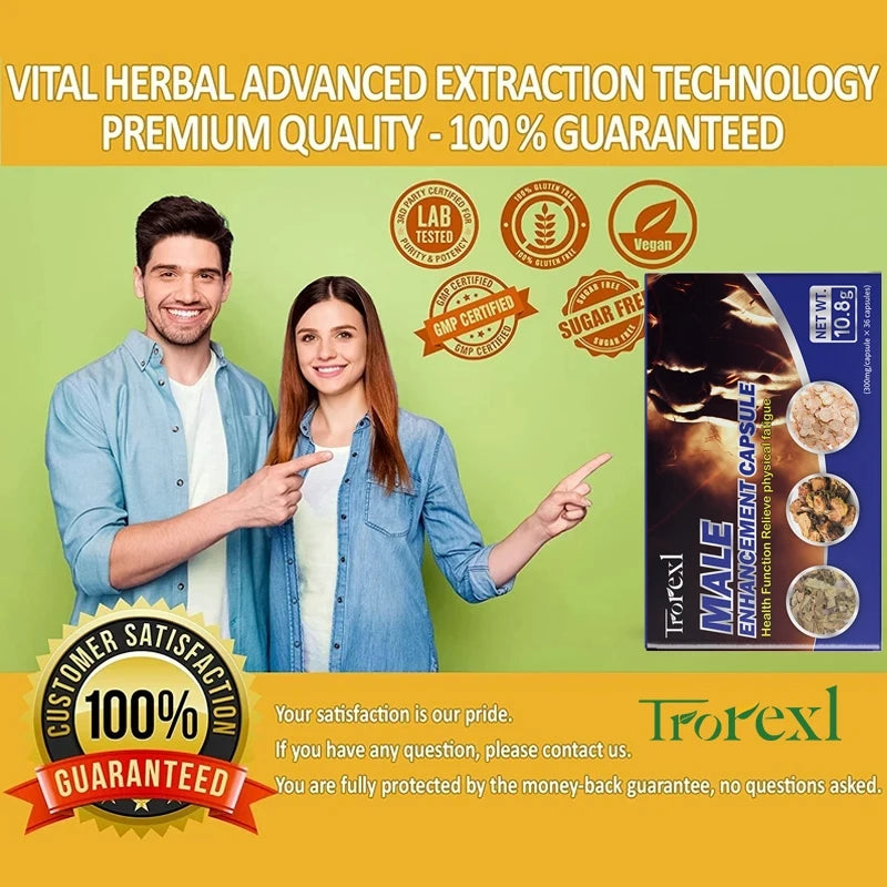 Powerful High Purity Epimedium Supplements Natural Organic Manhood Erection Pill Improve Performance and Increase Size -36 capsules per box