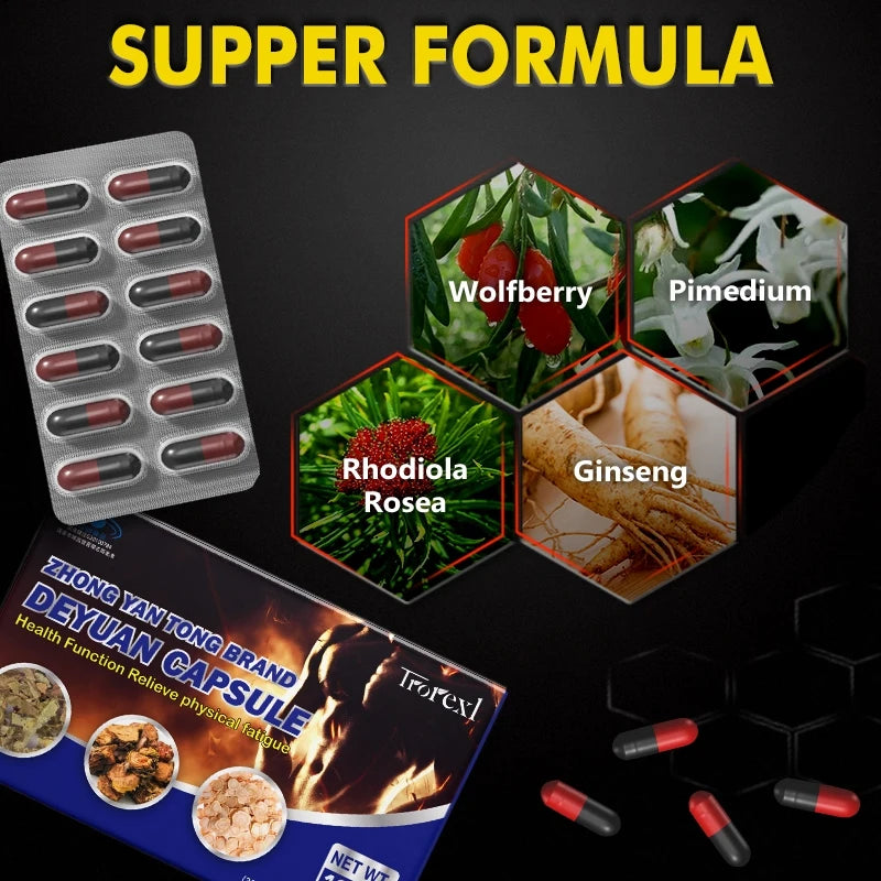 Powerful High Purity Epimedium Supplements Natural Organic Manhood Erection Pill Improve Performance and Increase Size -36 capsules per box