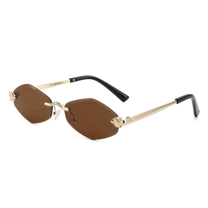 Protective Glasses Fashion Irregular Sunglasses Women Retro Brand Design Metal High Quality Vintage Rhombus Rimless Glasses