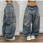 American New Fashion Vintage Washing Heavy Industry Multi-pocket Tooling Jeans Female Y2K Street Popular Baggy Drop Pants Tide