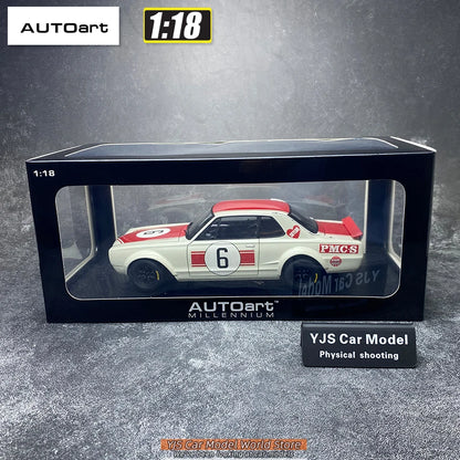 AUTOART Diecast car model 1/18 Nissan skyline GT-R 6#（RACING) 1971 Static display car models