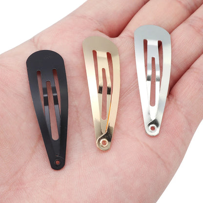 50pcs Water Drop Shaped Hairpin Simple Metal Snap BB Hair Clips Barrettes for DIY Handmade Headwear Hair Tools Accessories