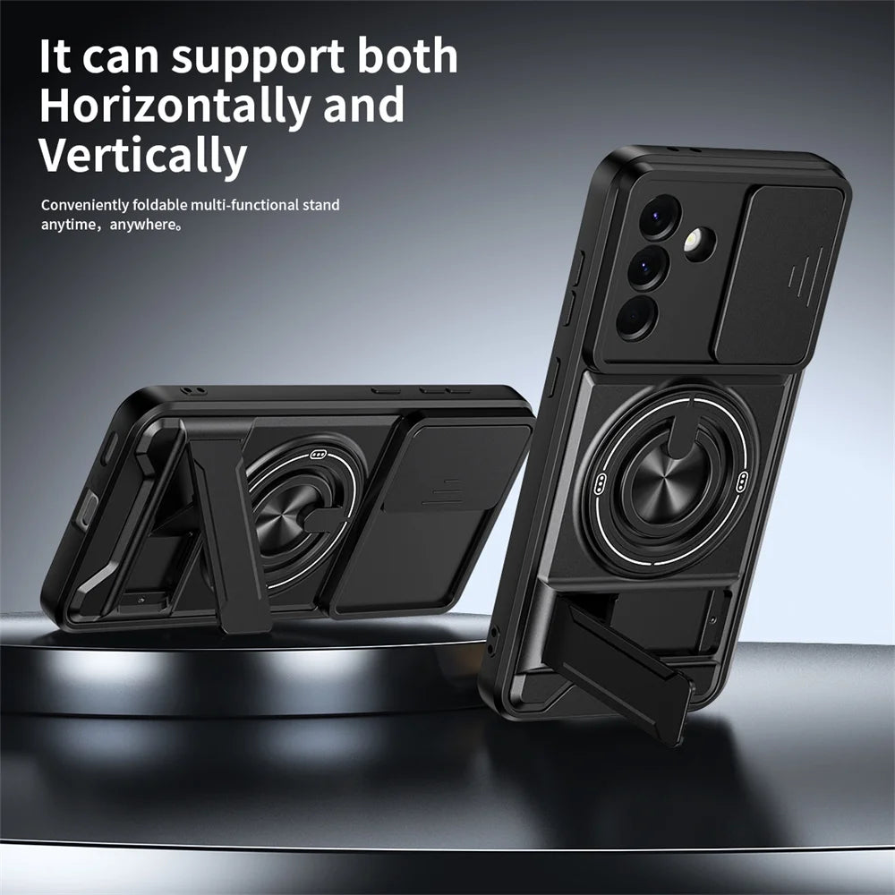 Magnetic Ring Holder Phone Case for Samsung Galaxy A56 A55 A37 A36 A35 A34 A26 A17 A16 A15 A14 4G 5G Slide Camera Protect Cover