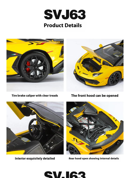 Large 1/18 Aventador SVJ Supercar Model Simulation Interior Details Adult Collection Ornaments