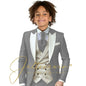 Kids Formal Wedding Suit Ivory Vest Photography Dress Flower Boy Tuxedo Suit
