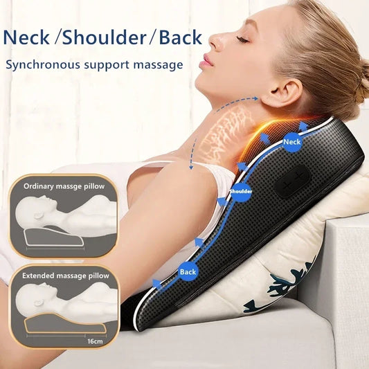 New Style Electric Massage Neck Pillow Shiatsu Head Cervical Ttraction Body Back Waist Massager Car Heating Vibrating Massage
