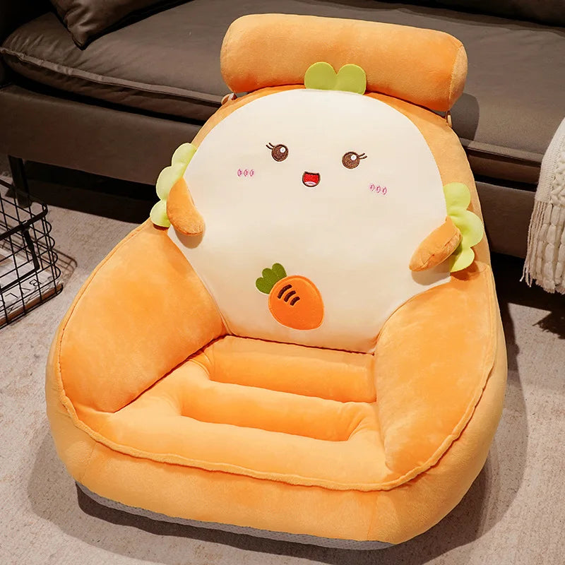 Korean Cute Futon Seat Cushion Comfortable Soft Backrest Cushion with Zipper Detachable Non-Slip Lazy Sofa for Bedroom Balcony Pets Kids