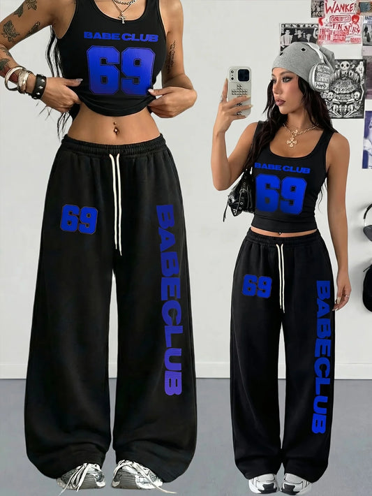 Women's Number Graphic Pants 2026 Men's New Wide Leg Elastic Waist TrousersKids's Casual Summer Streetwear Pants For Adults/Kids