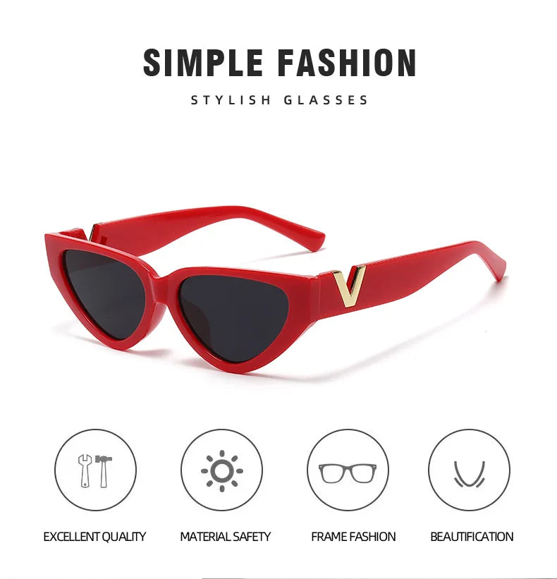 INS Cat Eye Sunglasses Women 2026 Fashion Triangle Vintage Sun Glasses Female Brand Designer Retro Glasses Shades Oculos De Sol
