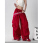 Korean Y2K Cargo Pants Women Streetwear Letter Print Baggy Sweatpants Gyaru Harajuku Wide Leg Joggers Summer Casual Trousers