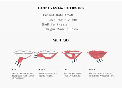 HANDAIYAN 12-color matte velvet lipstick long-lasting waterproof non-stick cup does not fall color lipstick lipstick