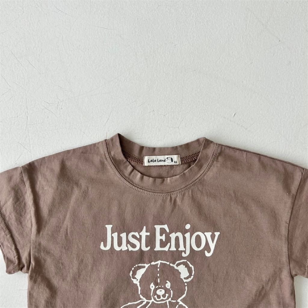 Three-color Infant Toddler Cartoon Bear Top Short-sleeved Casual T-shirt