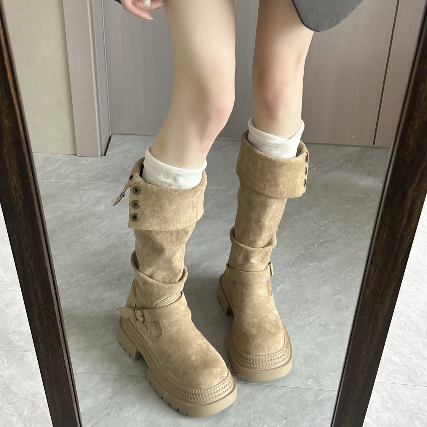 Women's Fashionable Retro Chunky-Heel Knee-High Boots