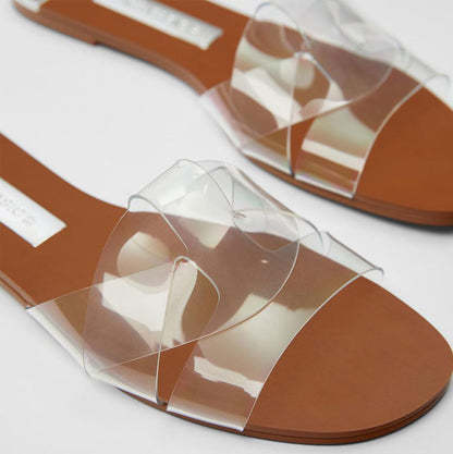 Women's Cross Leather Flat Sandals
