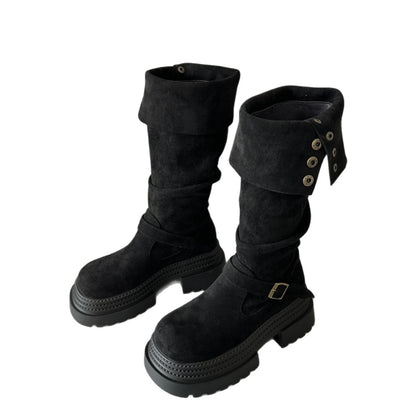Women's Fashionable Retro Chunky-Heel Knee-High Boots