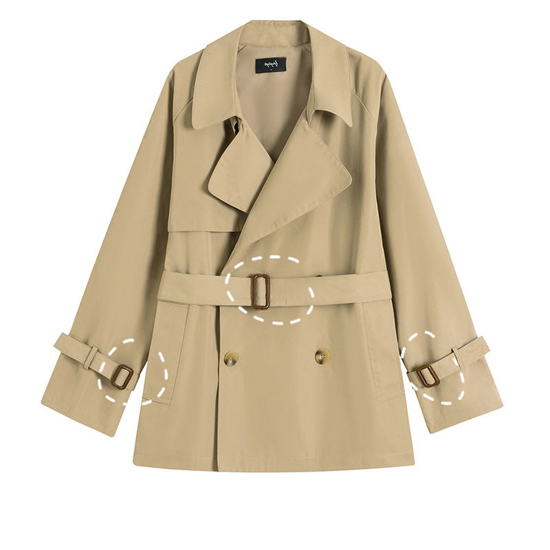 Khaki Trench Coat For Women British Style Small Short Thin Coat