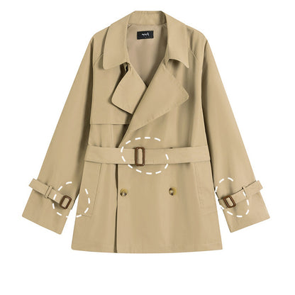 Khaki Trench Coat For Women British Style Small Short Thin Coat