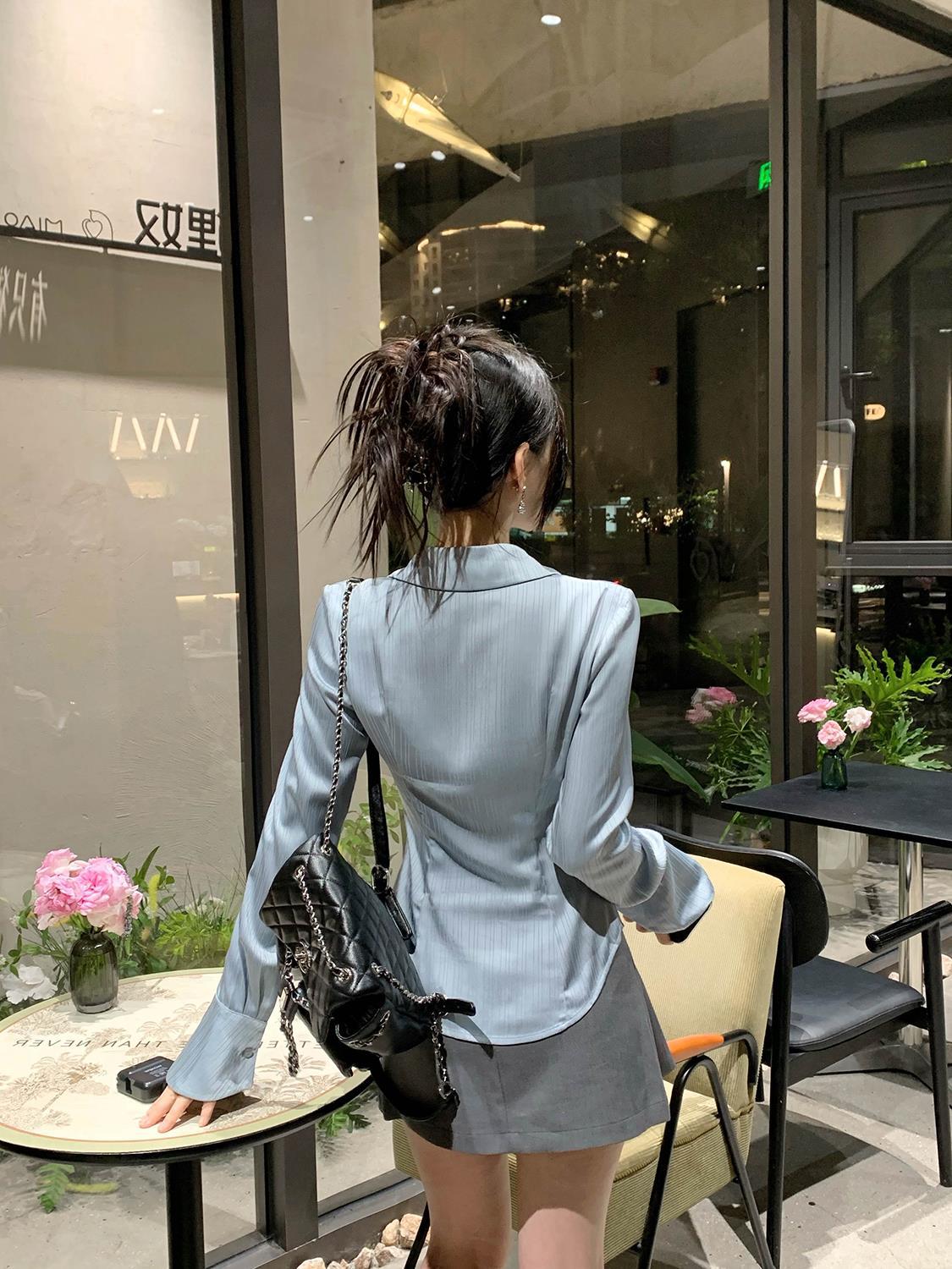 Satin Silky Slim Fit Cinched Blouse Women