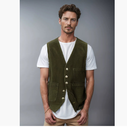 Men’s Corduroy Jacket – Winter Casual Solid Color Warm Blazer Coat