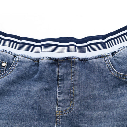 Denim Skirt Fashion Elastic Embroidery Women