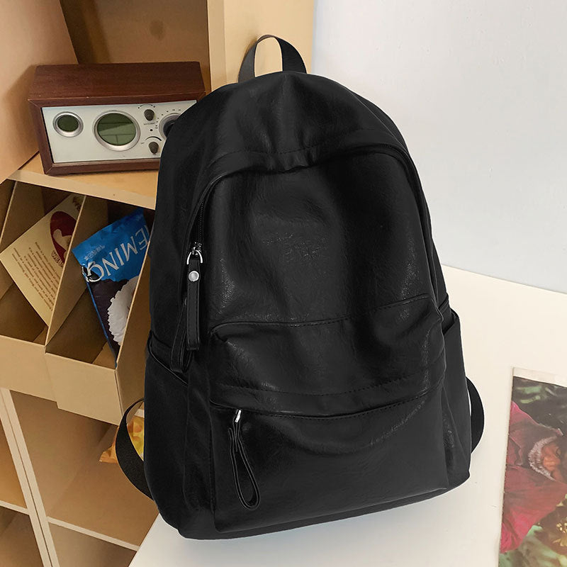 Forest-inspired Minimalist Large-capacity Soft-leather Backpack