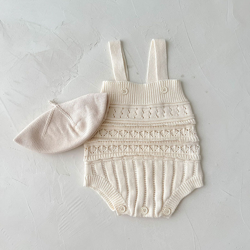 Vintage-inspired Knitted Romper Bodysuit