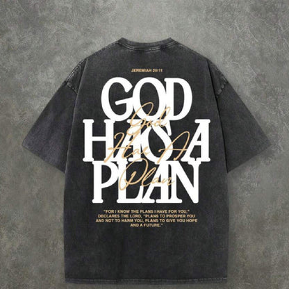 Vintage Washed Double-sided Printed T-shirt