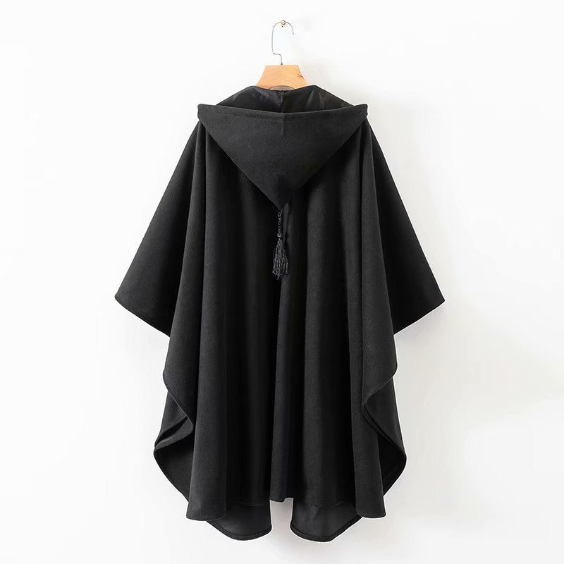 Irregular Design Woolen Coat Long Cape Coat For Women