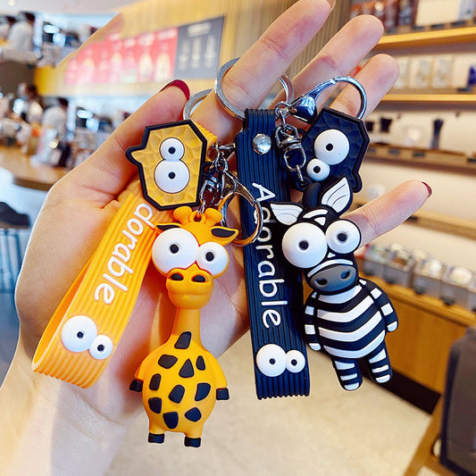 Creative Cartoon Eye Burst Giraffe Keychain Female Cute Fashion