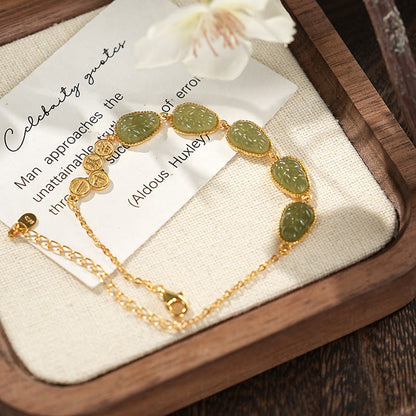 S925 Silver Hetian Jade Gradient Bracelet Light Luxury Advanced
