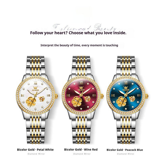 Hollow Mechanical Watch Women's Steel Belt Waterproof