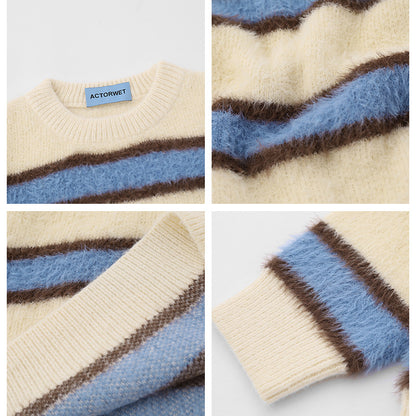 Vintage Stripe Knitted Men's And Women's Sweaters