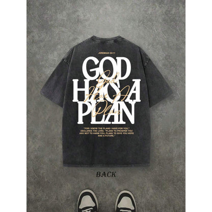 Vintage Washed Double-sided Printed T-shirt