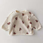 Infant And Toddler Cartoon Bear Floral Waffle Round Neck Top