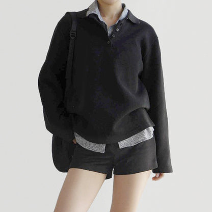 American Fashion Loose Stitching False Two-piece Sweaters Women