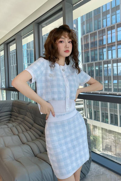 Knit Sweater Women T-shirt Short Skirt Two-piece Hot Girl Suit