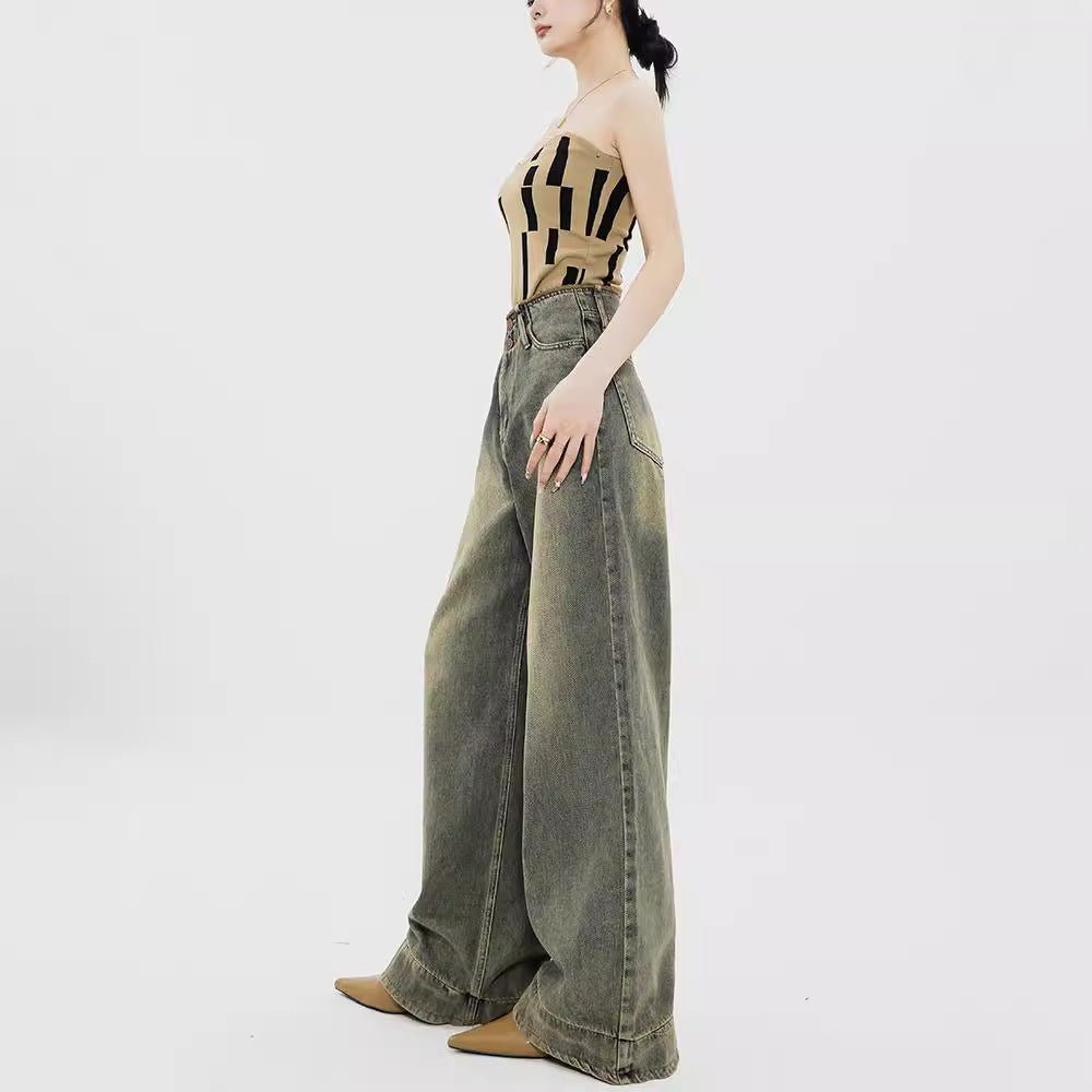 Retro Nostalgic Wide-leg Jeans For Women Summer