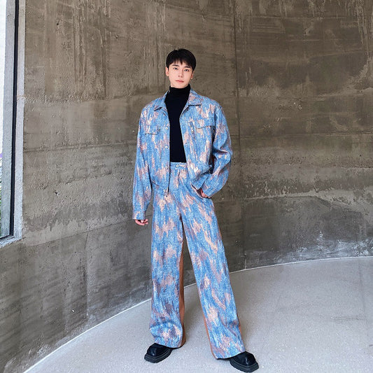 Autumn Classic Style Sequins Denim Two-piece Set