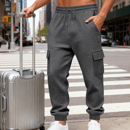 Men's Loose Fit Casual Sports Jacquard Outdoor Work Trousers For Commuting