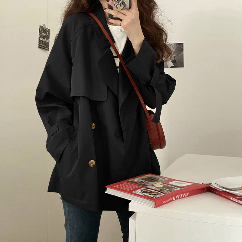 Khaki Trench Coat For Women British Style Small Short Thin Coat