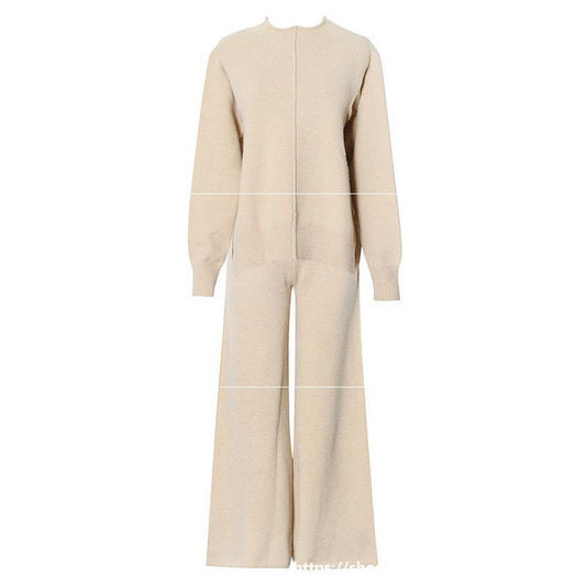 Sweater High-knit Wide-leg Pants Suit Women